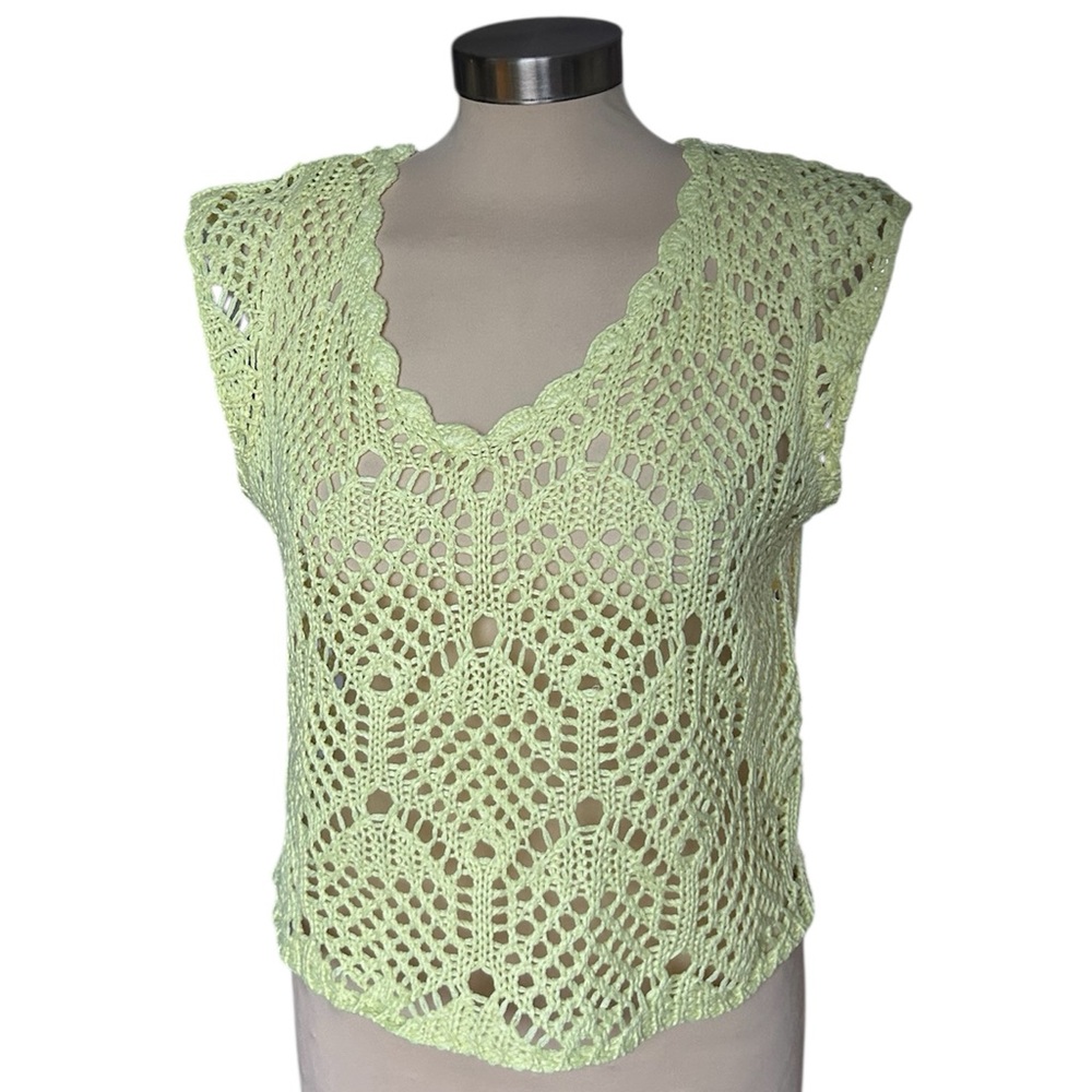 Yellow Crochet Knit Top